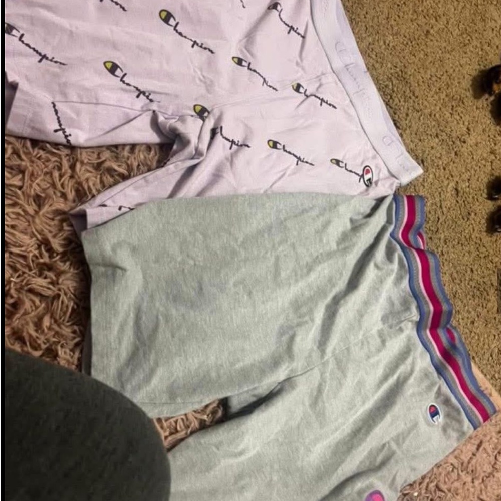 Champion White and Gray Biker shorts